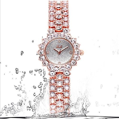 52004 montre de bracelet de diamant de quartz pour femmes - or rose