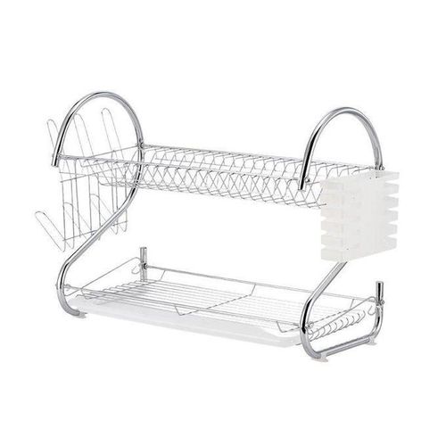 Égouttoir à Vaisselle 2 Niveaux – Inox Premium avec Range-Couverts & Porte-Planche HY