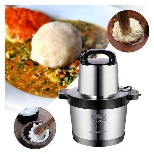 Machine à Fufu Électrique (Foufouneuse) en Inox - Pilonneuse Puissante et Hachoir Multifonction pour Foutou, Viande et Légumes