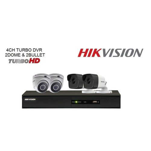 Kit DVR 4 canaux 2MP - 2cameras dome+2caméras bullet infrarouge 2MP+SANS DISQUE DUR, SANS CABLES