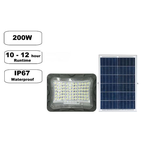 Projecteurs solaires LED 200W grand angle, étanches IP67 pour éclairage de sécurité extérieur pour jardin/cour avec allumage automatique au crépuscule