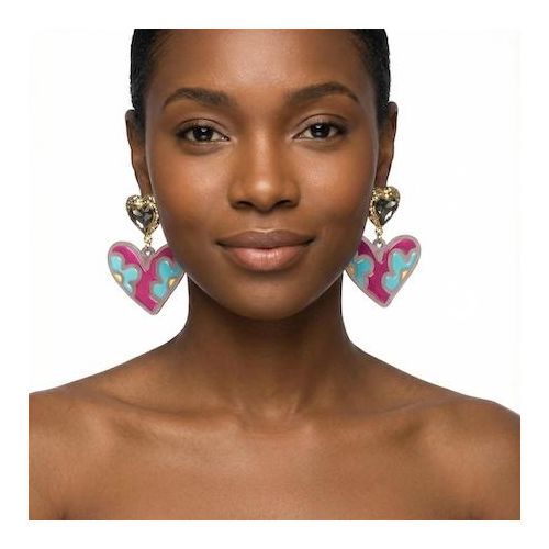 Boucles d'Oreilles Forme de Coeur en Résine Acrylique Colorée – Design Artistique et Moderne pour Femme – Accessoire Unique et Élégant pour Toutes les Occasions