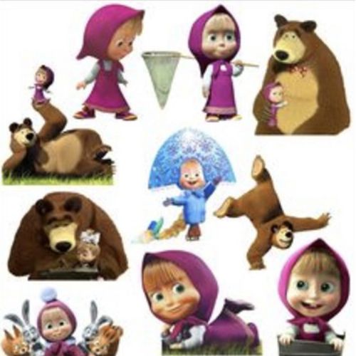 Autocollant Mural Enfant Masha Et Michka - Rose