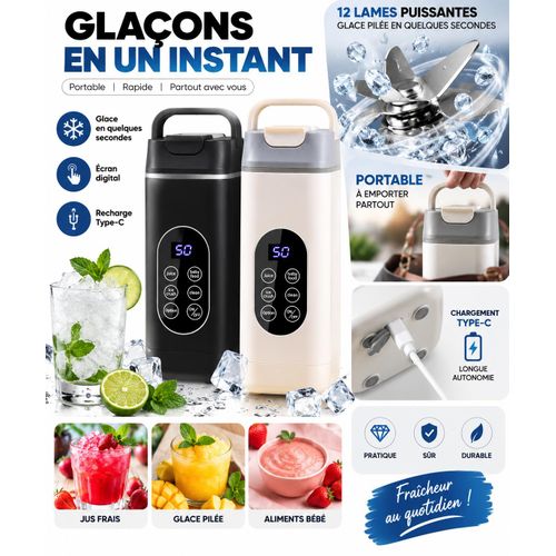 Mixeur Portable 12 Lames - Glaçons & Jus en Secondes
