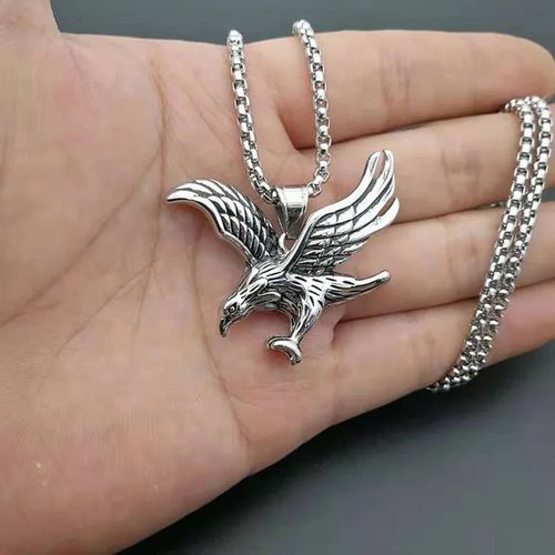 Chaîne En Acier Inoxydable Doré Pendentif En Oiseau Aigle.