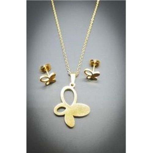 Chaîne femme Doré 45cm En Acier Inoxydable Pendentif papillon idéal cadeau pour fête des mères saint valentin, anniversaire, mariage
