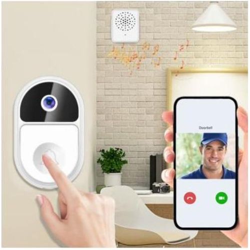 Sonnette vidéo sans fil, sonnette visuelle intelligente, vision nocturne WiFi, rechargeable, interphone de sécurité pour la maison, appels bidirectionnels, détection de mouvement, installation facile, batterie 1000 mAh