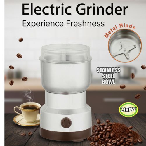 Moulin à Café Électrique Multifonction 200W - Broyeur à Grains, Épices, Noix Inox - Sûr & Compact - Pour Café Frais & Cuisine
