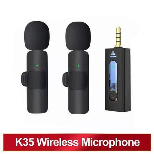 Microphone cravate sans fil 3,5 mm, microphone à condensateur omnidirectionnel (2 microphones)