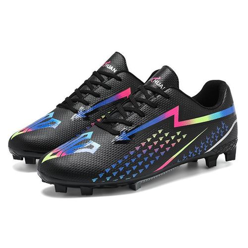 Chaussures de football pour hommes extérieures AG, chaussures de sport pour jeunes légères et respirantes - Noir