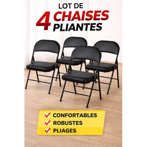 Lot De 4 Chaises Pliante Pour Maison et Bureau