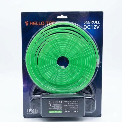 Hello Today Ruban LED Néon Flexible Rouge 5M DC12V Avec Adaptateur Secteur - Kit Lumineux Étanche Pour Décoration Intérieure, Salon, Boutiques Et Enseignes