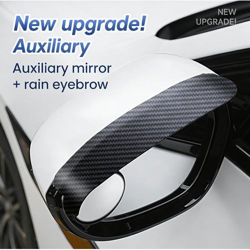 Pare-Pluie Rétroviseur 2-en-1 avec Miroir Angle Mort, Rotatif à 360° pour Voiture