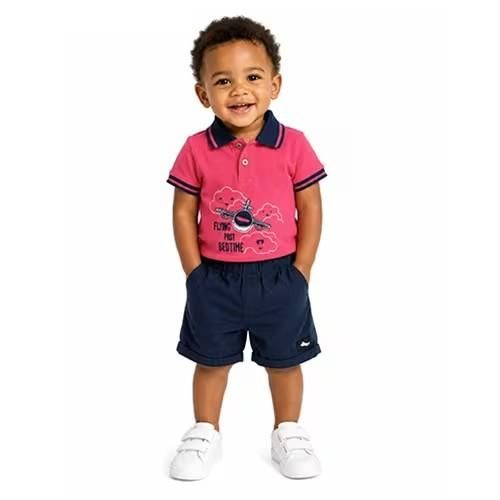 Ensemble 2 pièces polo avec culotte motif avion – 6, 12, 18 et 24 mois - Rose/Bleu