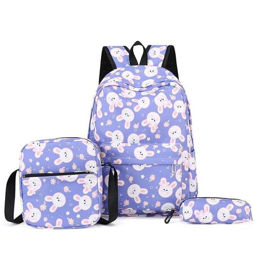 Sac à Dos Scolaire Ensemble de 3 Pièces Violet & Blanc