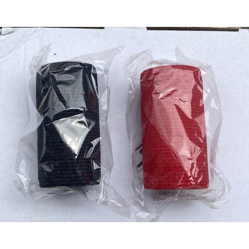 Lot de 2x Bandage autoadhésif cohésif respirante / bande de contention flexible et autoadhésive (cohésive) Taille 10cmx5m