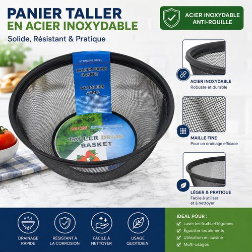 Panier Égouttoir en Acier Inoxydable 28 cm – Maille Fine – Multi-Usages
