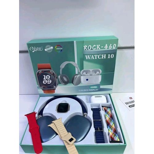 Montre connectée + casque et airpods-Bleu