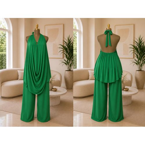 Ensemble vert Dos Nu Grande Taille Élégance Fluide