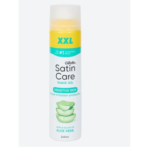 Gel à raser Satin Care Sensitive 240 ml. Spécial peau sensible. Résultat satiné Enrichi à l’aloe vera. Importé de France