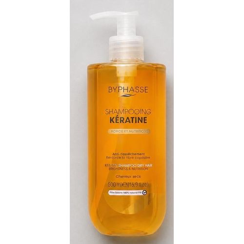 Shampooing À La Kératine Anti - Dessèchement Renforce La Fibre Capillaire BYPHASSE 500ml Cheveux secs Importé De France