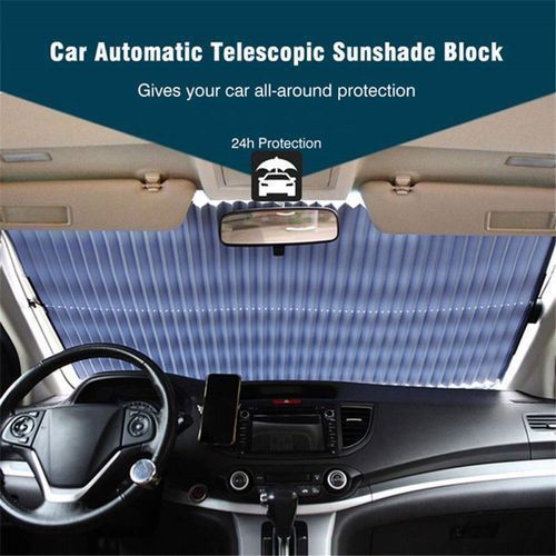 Pare-soleil Rétractable Automobile écran Solaire Isolation Thermique Pliage Automatique Pare-brise Avant Pare-soleil Rideau De Voiture Blackout Barrière Lumineuse - 70cm