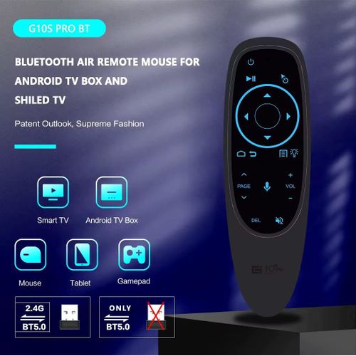 Télécommande universelle G10S PRO BT 2.4G Souris aérienne intelligente sans fil double mode BT avec télécommande et mini-clavier rétroéclairé pour Android TV Box