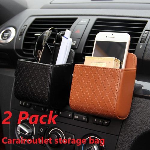 Lot de 2 sacs de rangement pour voiture, sacs de rangement pour tableau de bord à prise d'air, rangement de voiture