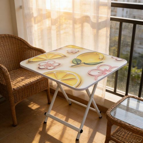 Table pliante RaySure (boîte surprise) - Motifs aléatoires (fraise, ours, fromage, cœur...) - Table de repas, bureau, table basse