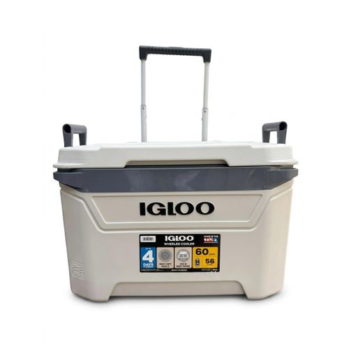 Glacière à Roulettes 56 Litres Avec Poignée Robuste- Blanc.