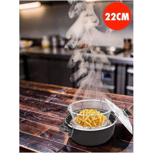 Friteuse Casserole Premium avec Panier 22CM – L’indispensable de votre cuisine moderne