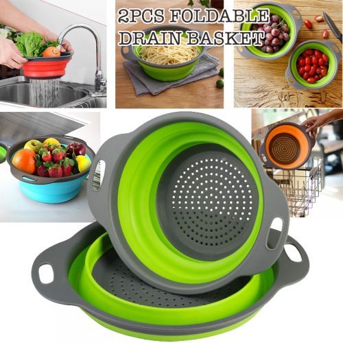 2 Pièces Passoire Pliable Filtre En Silicone Pliable Poignées Extensibles
