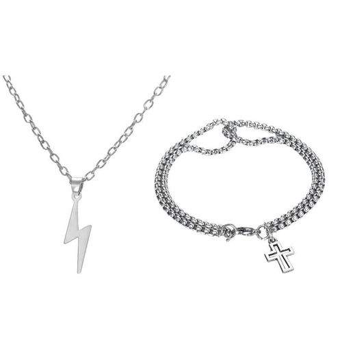 Ensemble Bijoux Homme 2 en 1 - Collier et Bracelet - Argent