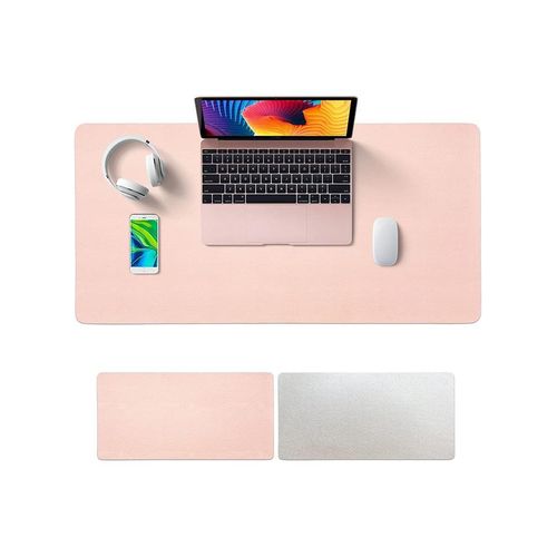 Cuir Protecteur du coussinet de souris de bureau, coussinet de table antidérapant Blotter Tapis de souris d'ordinateur portable Coussinet d'écriture imperméable pour le bureau et la maison (beige, 90x43cm)