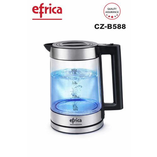 BOUILLOIRE ÉLECTRIQUE EFRICA 1.8L – VERRE + INOX (CZ-B588)