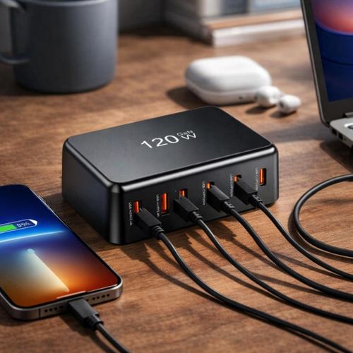 Chargeur Rapide 120W Multi-Ports USB – Haute Puissance Compacte