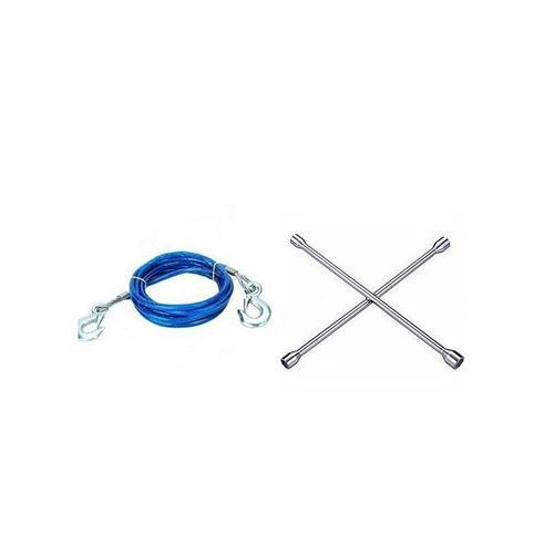 Câble En Acier Pour Véhicule O.D 12 Mm × 4m- Bleu + Clé En Croix