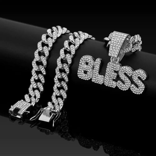 Chaîne bling bling faux diamants - Argent