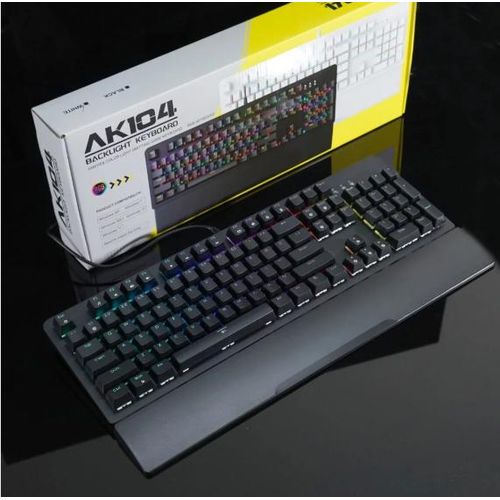 Clavier mécanique gaming ASESTEK AK104 RGB Interrupteurs bleus Remplacement à chaud Touches EN Noir