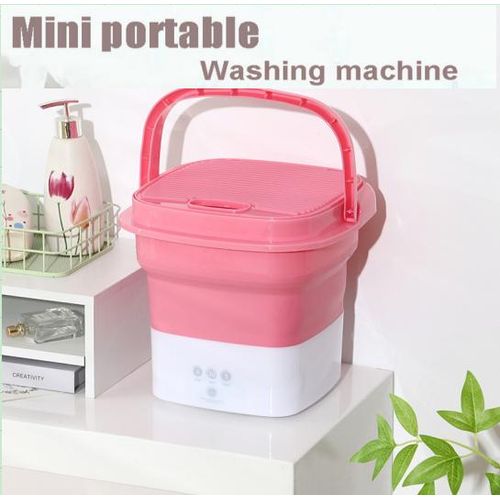 Mini Machine à Laver Pliante Portable Sous-Vêtements Chaussettes Bébé Dortoir Machine à Laver--Rose