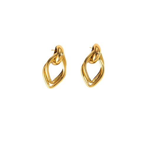 Boucles d'oreilles géométriques torsadées multicouches avec cercles dorés - Style 4