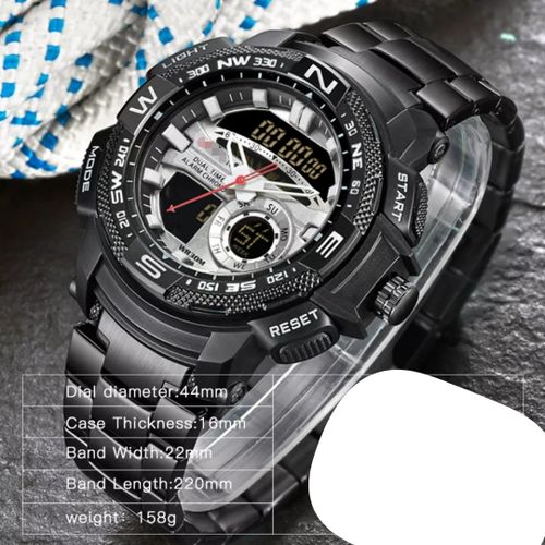 Montre Homme En Acier Inoxydable à Cadran , Avec Calendrier-Modèle, Idéal Pour Le Business - Noir