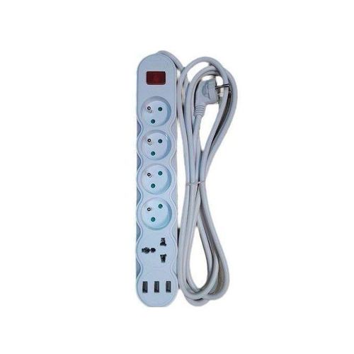 Multiprises Parafoudre Filiaire 5 Prises Avec 3 Ports Usb CVV