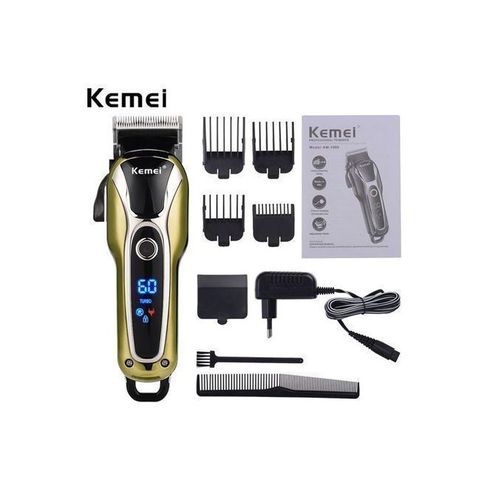 Kemei Tondeuse Electrique Rechargeable KM-1990 Cheveux Et Barbe - Pour Hommes Et Enfants Noir/dore