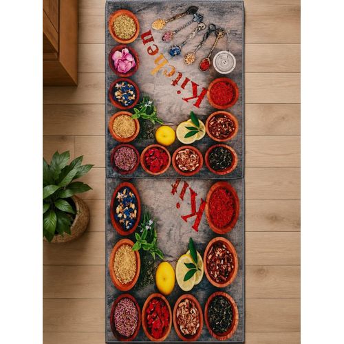 Tapis de Cuisine Motif Épices & Décoration – Style Élégant