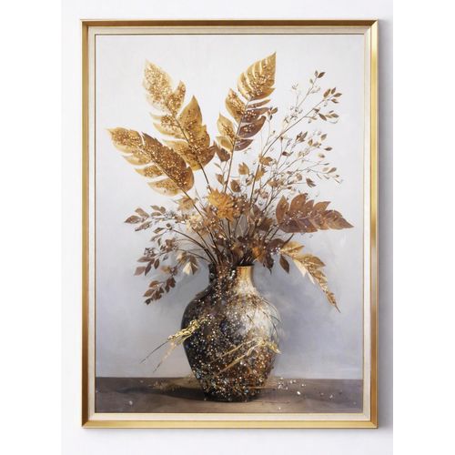 Tableau décoratif Pot de fleur dorée 55X70