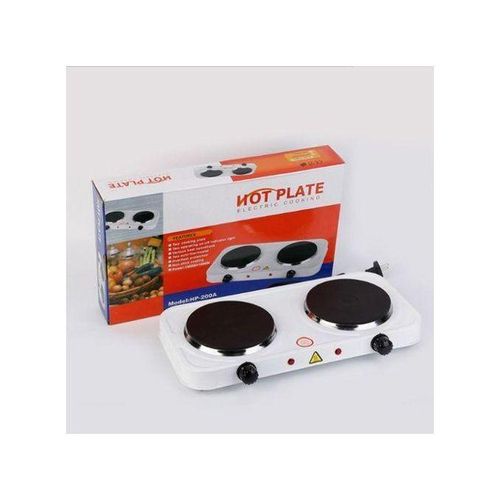 Plaque Chauffante Électrique Double Foyer - Réchaud de Cuisson 2000W - Thermostat Réglable & Protection Surchauffe - Blanc