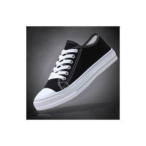 Chaussures de sport à lacets pour femmes - Noir/Blanc