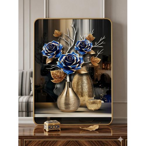 Tableau FLEUR rose BLEU - Décoration murale rose 30X40