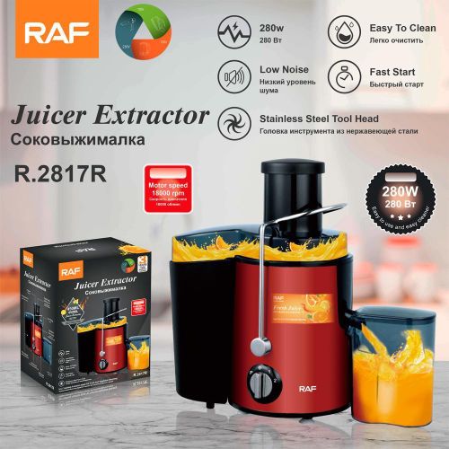 Extracteur de Jus & Centrifugeuse Électrique 280W R.2817R – Moteur Rapide 18000 RPM avec Lames en Acier Inoxydable, Silencieux & Nettoyage Facile Pour Fruits & Légumes